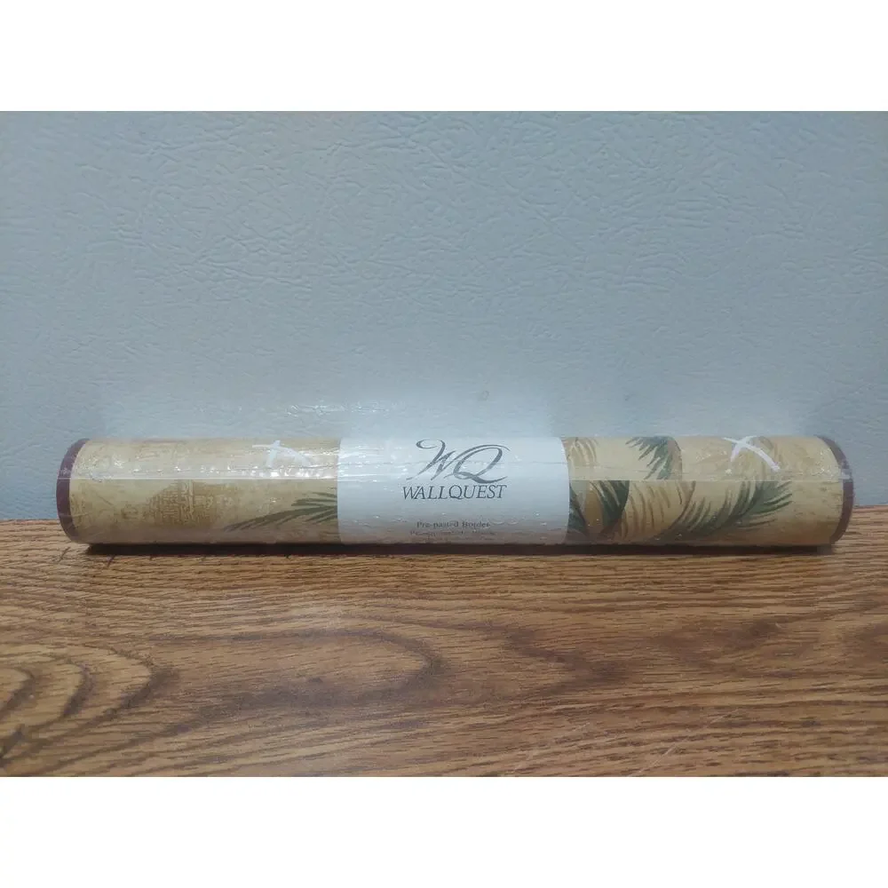 New VTG Wallquest Wallpaper Border SR60254B Run 1 Pre-Pasted Palm Tree Tan